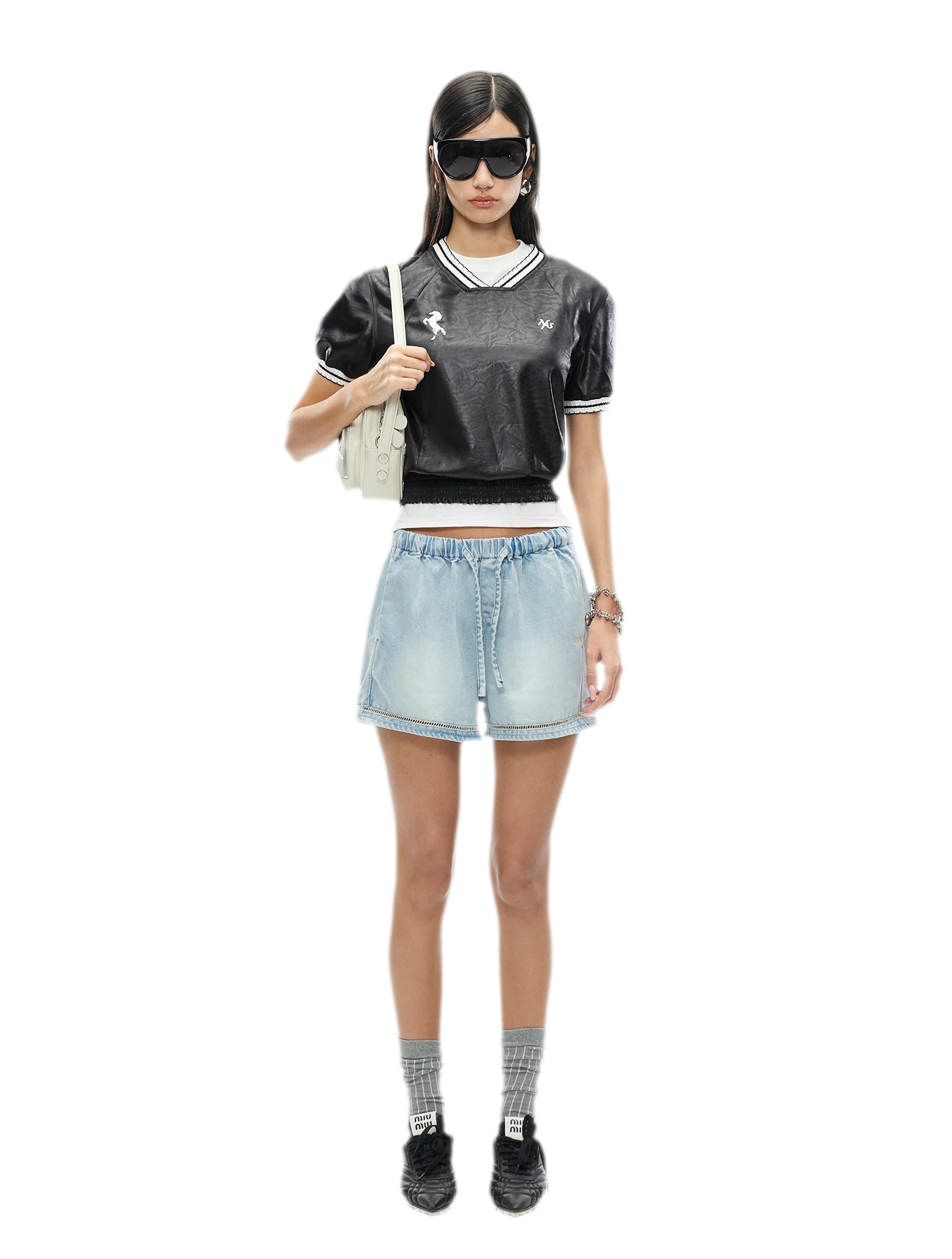 Lyocell Washed Denim Shorts