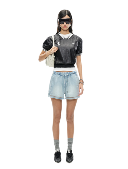 Lyocell Washed Denim Shorts