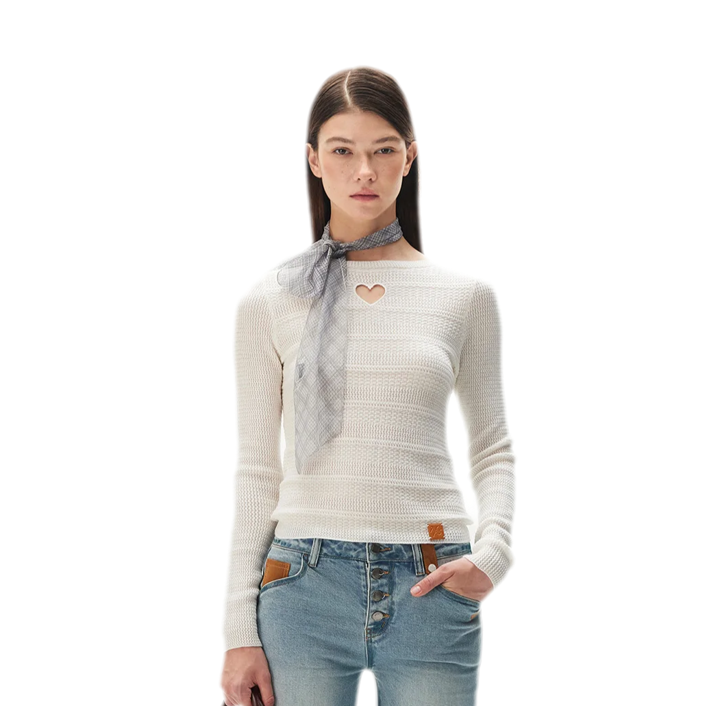Wool Heart Cutout Knit Tee