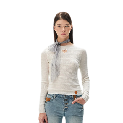 Wool Heart Cutout Knit Tee