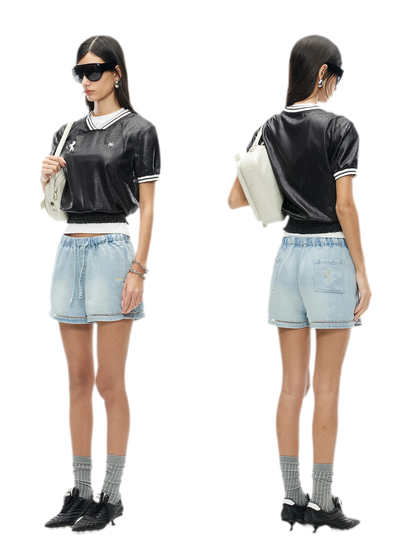 Lyocell Washed Denim Shorts