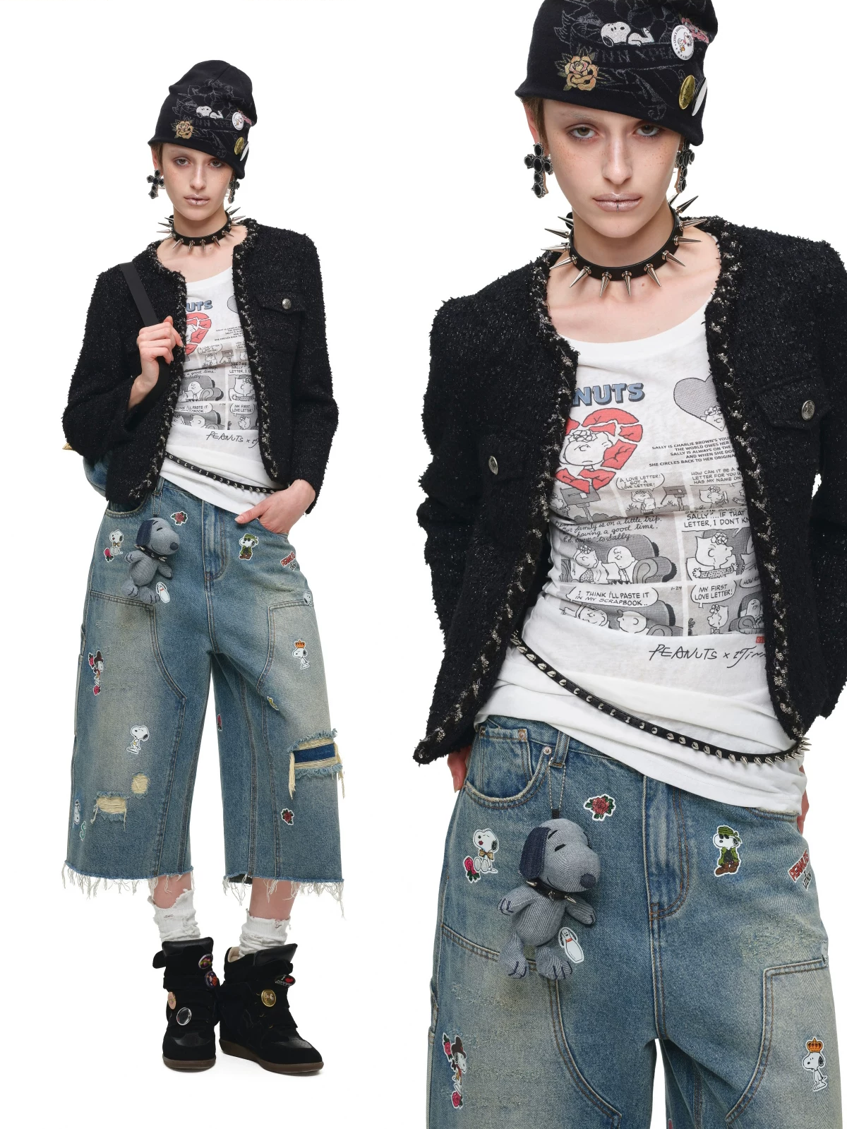 Studded Collar Snoopy Keychain