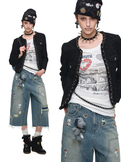 Studded Collar Snoopy Keychain