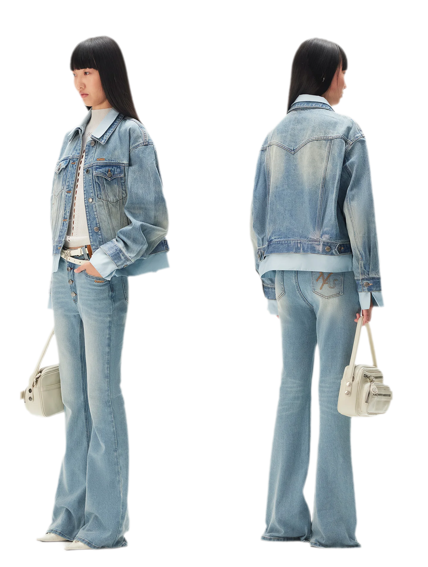 Contrast Wash Slim Flare Jeans