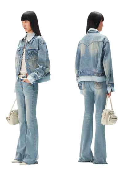 Contrast Wash Slim Flare Jeans