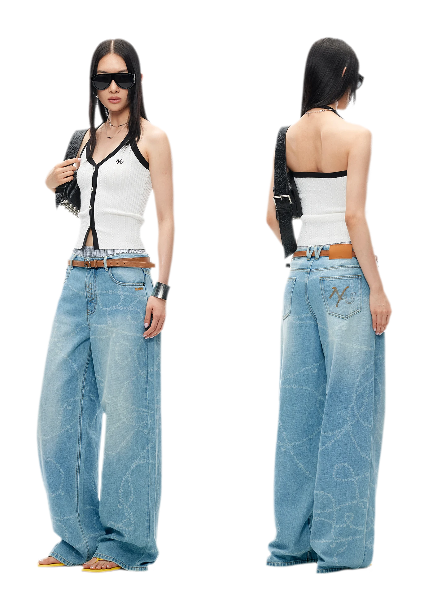V-Neck Knitted Halter Vest