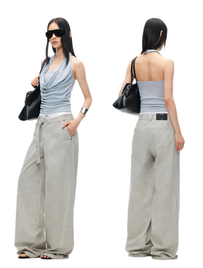 Wheat Ear Wide-Leg Casual Pants