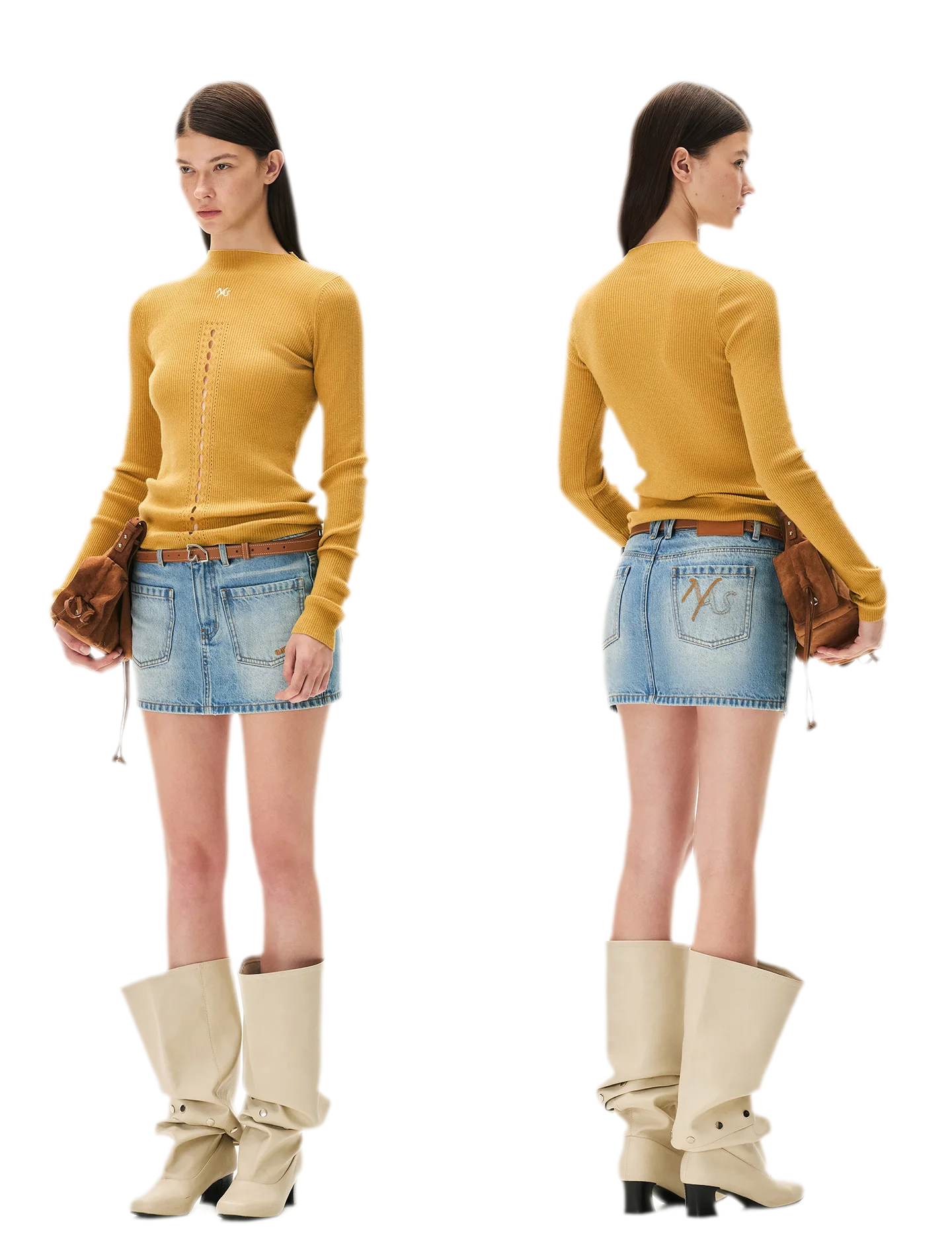 Openwork Rib-Knit Fitted Top