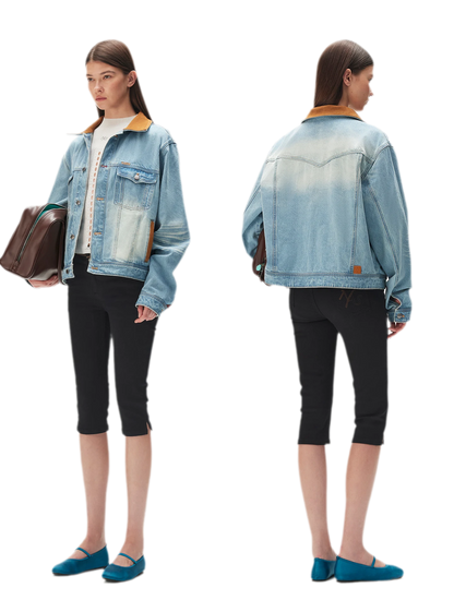 Washed Denim Cropped Shorts