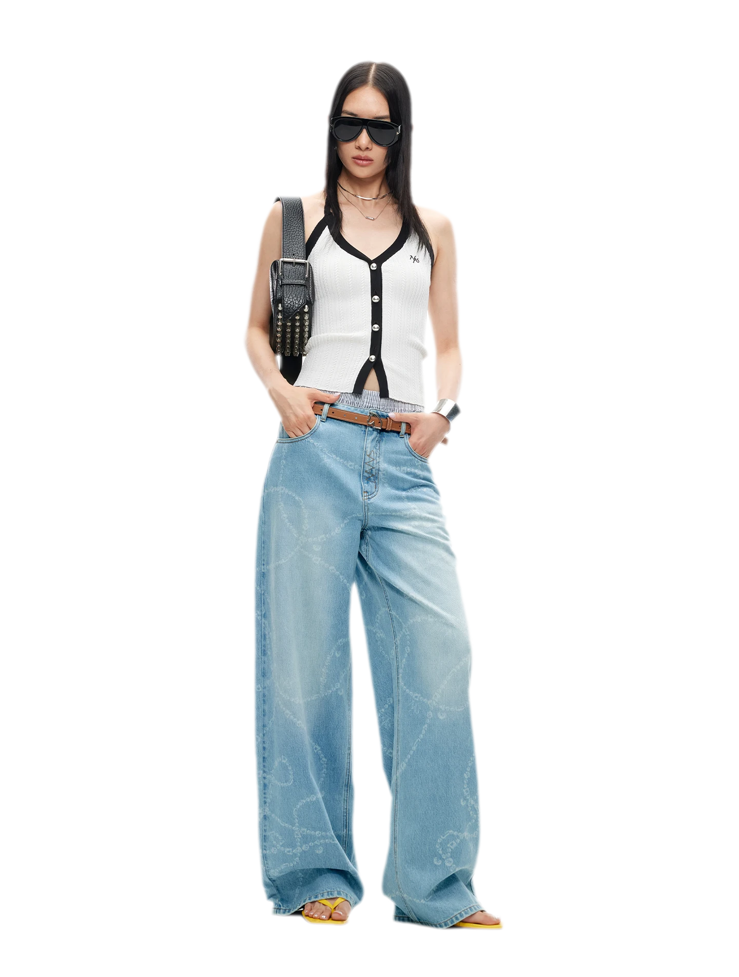 V-Neck Knitted Halter Vest
