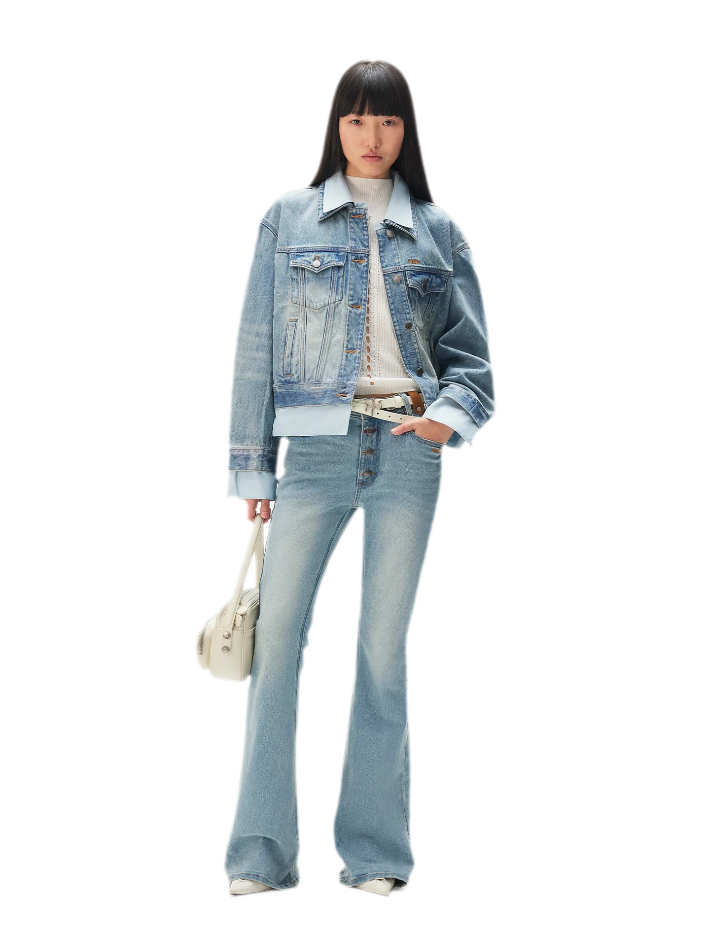 Contrast Wash Slim Flare Jeans