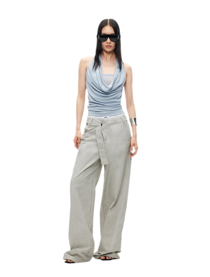Wheat Ear Wide-Leg Casual Pants