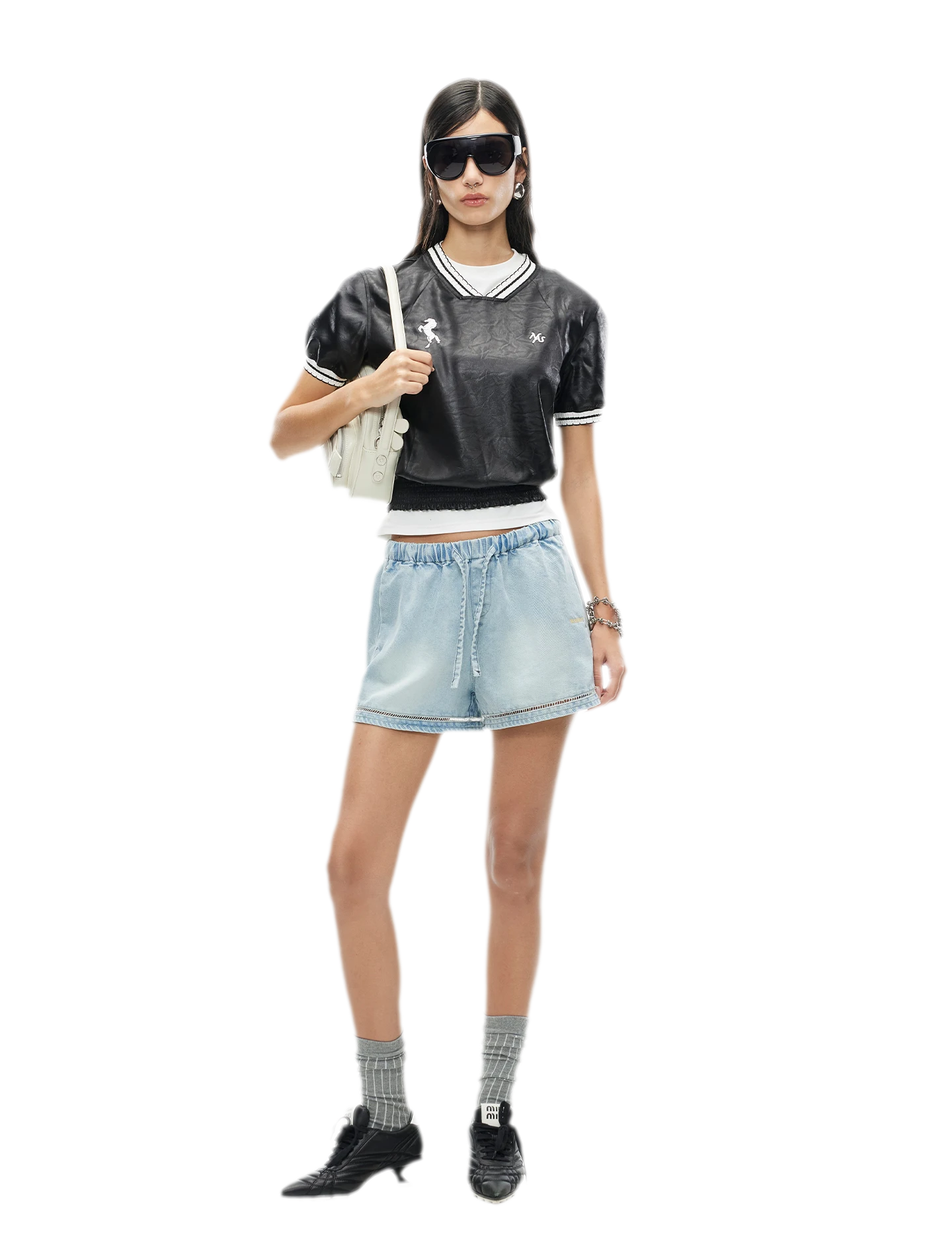 Lyocell Washed Denim Shorts