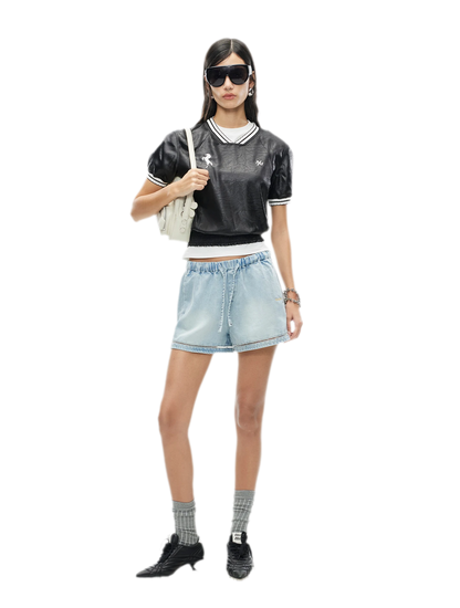 Lyocell Washed Denim Shorts