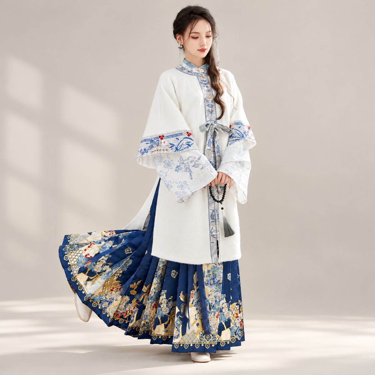青花碎玉 Blue-and-White Jade Shards Ming-Style Stand-Collar