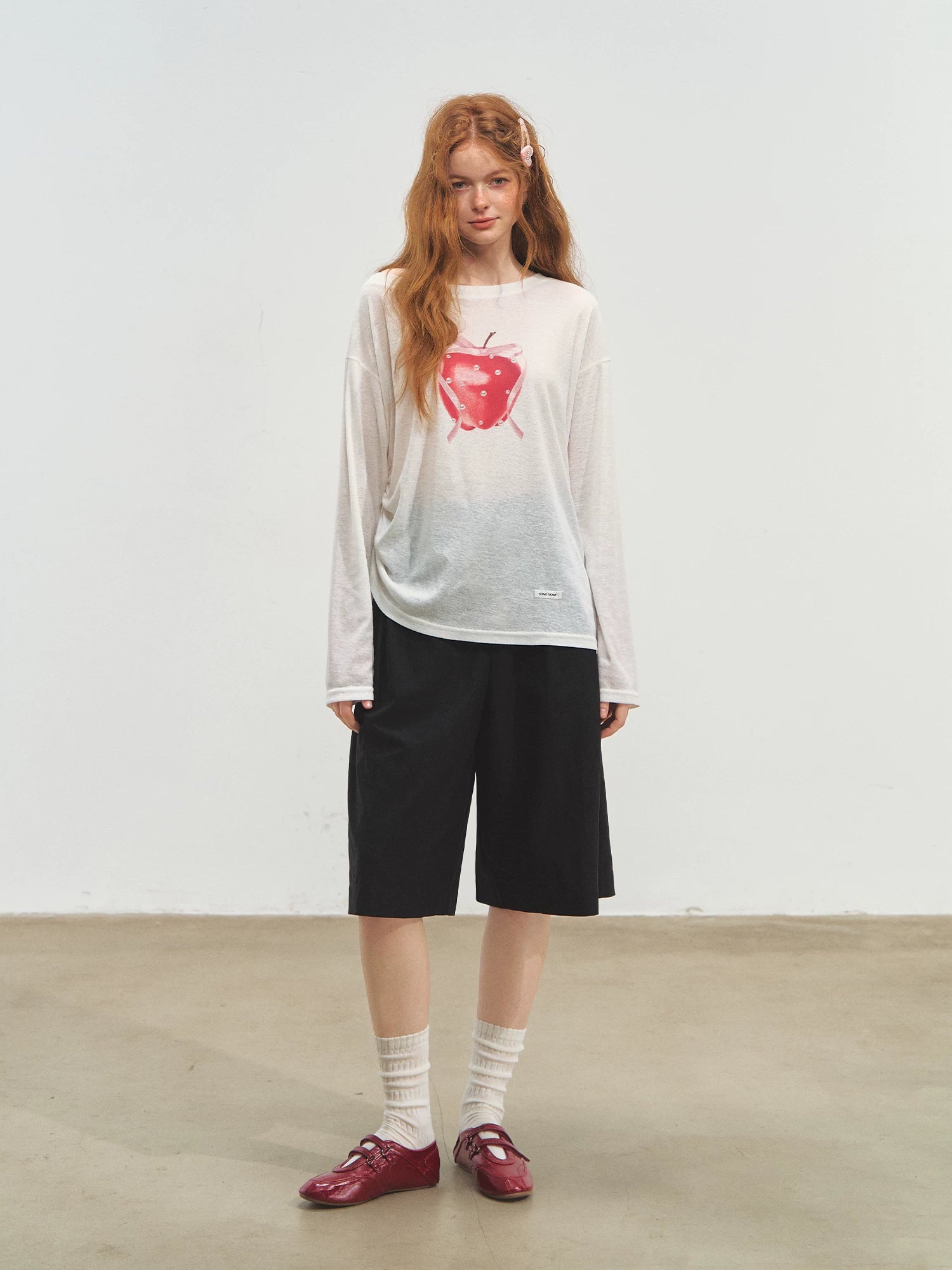 Relaxed Tie Sheer Mesh Long Sleeve T-Shirt