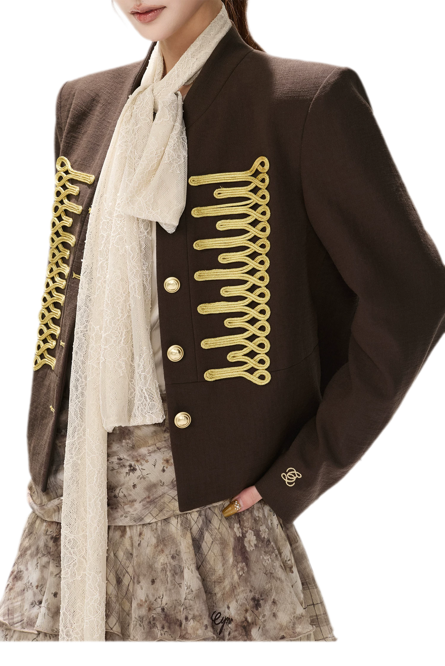 Textured Cropped Stand-Collar Jacket