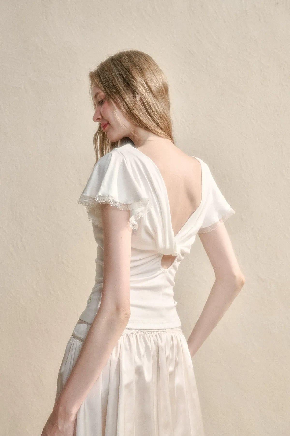 Airy V-Neck Ribbed T-Shirt