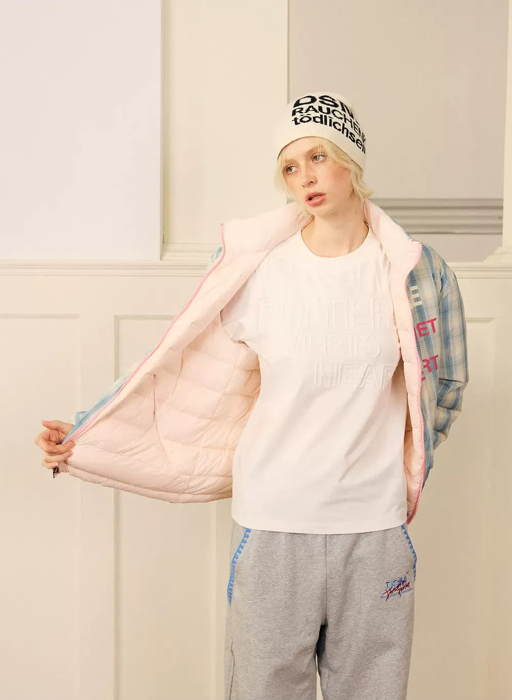 Reversible Plaid Lightweight Down Jacket