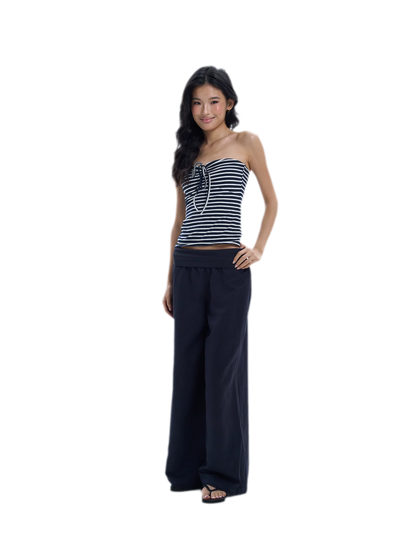 Striped Drawstring Bandeau Top