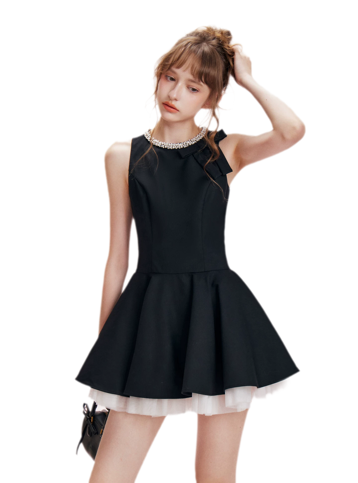 Beaded Bow A-Line Dress