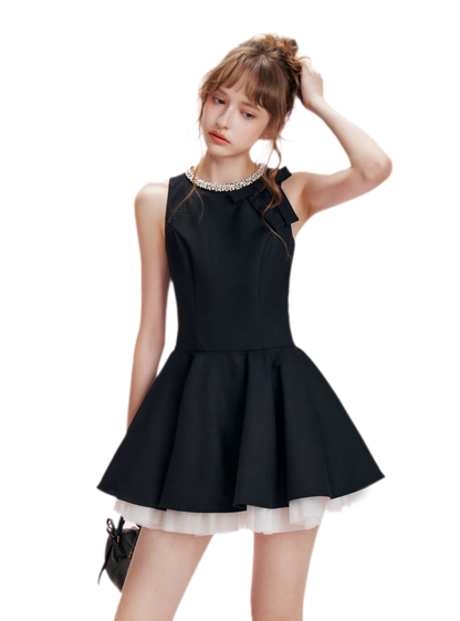 Beaded Bow A-Line Dress