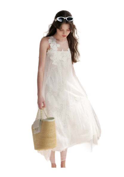 Sleeveless Mesh Lace Dress
