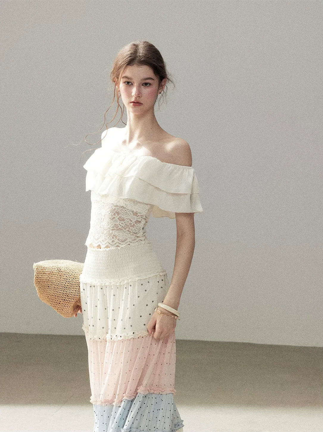 Ruffle Lace Off-Shoulder Top