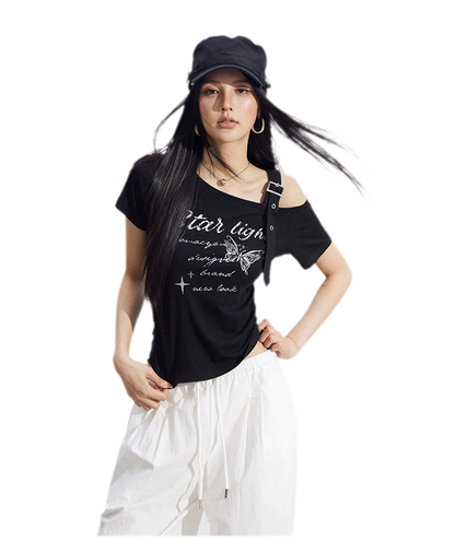 One-Shoulder Butterfly Tee