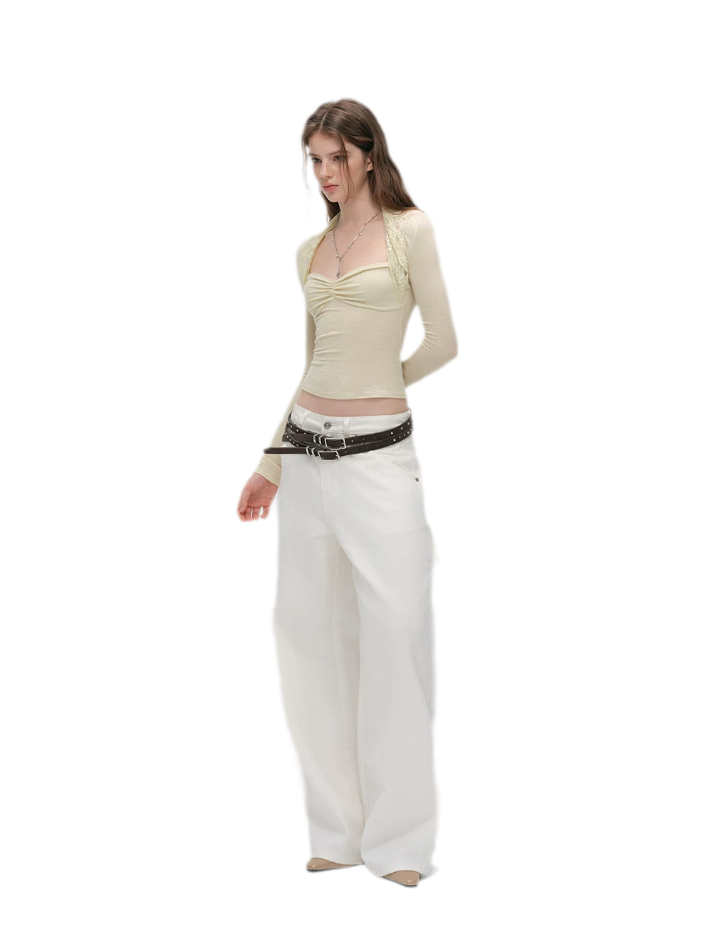 Ruched Lace Layered Top