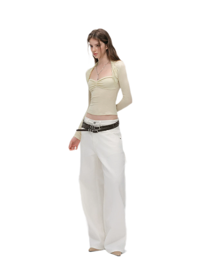 Ruched Lace Layered Top