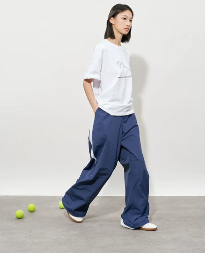 Pleated Color-Block Nylon Trousers