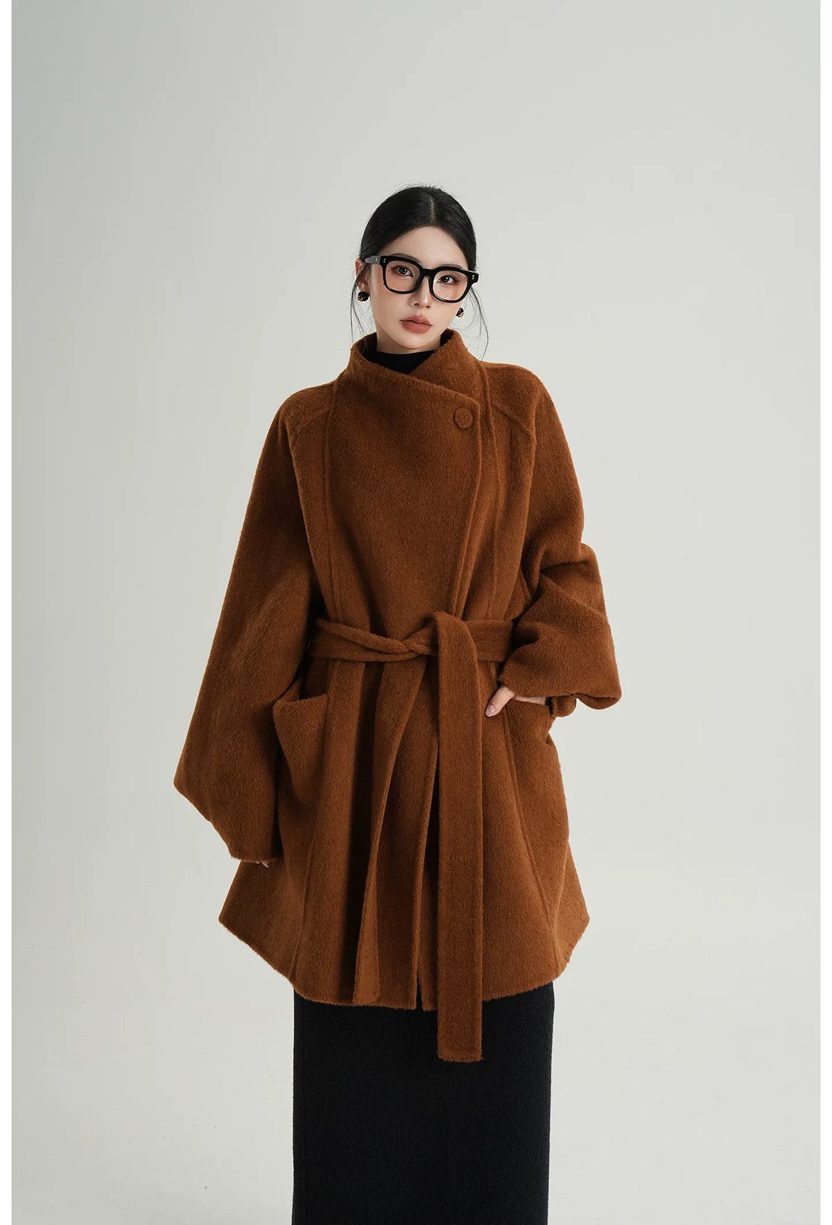 Manteau oversize en laine brossée