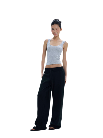 Wide-Leg Drawstring Sweatpants