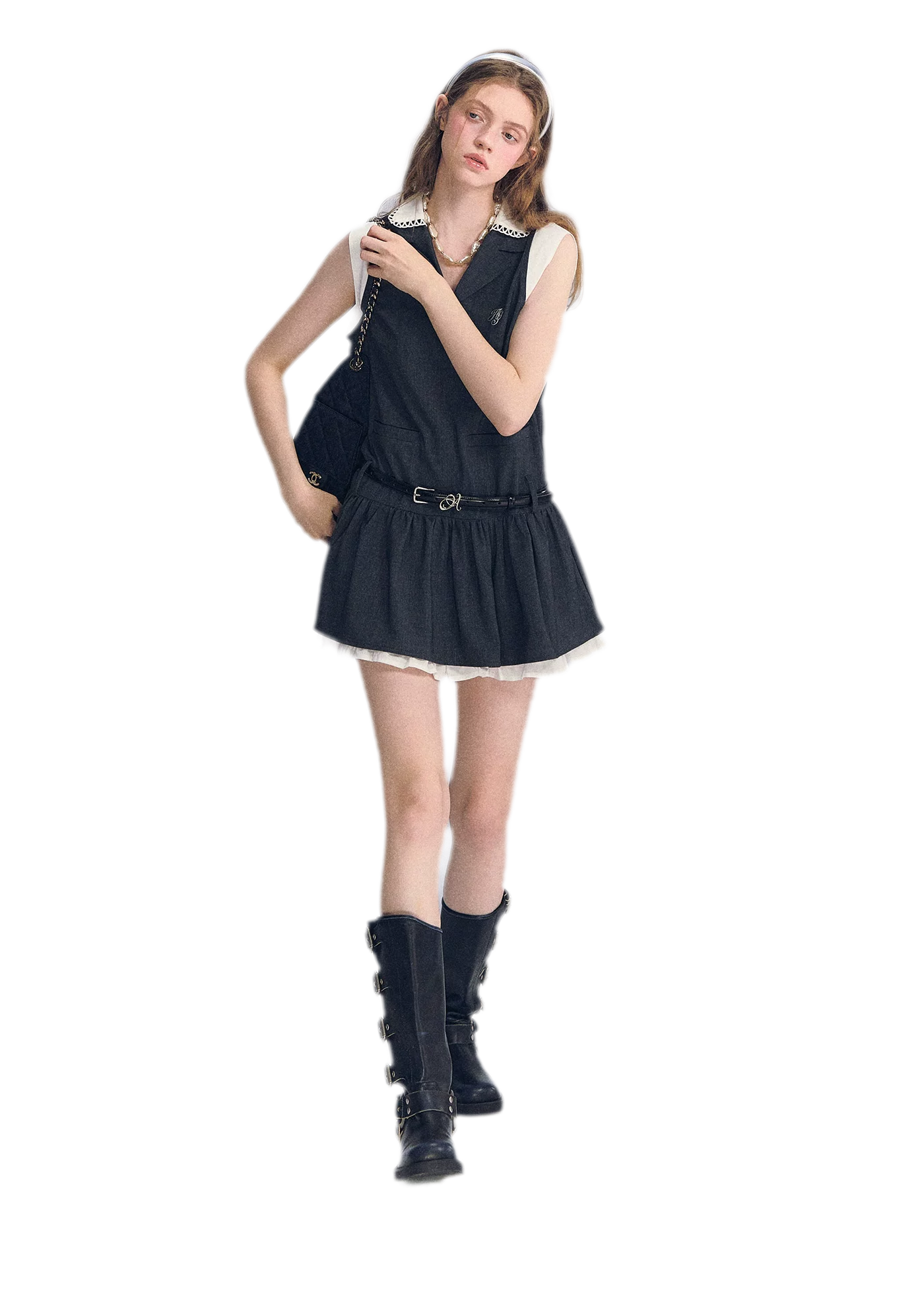 Contrast Collar Cami Dress