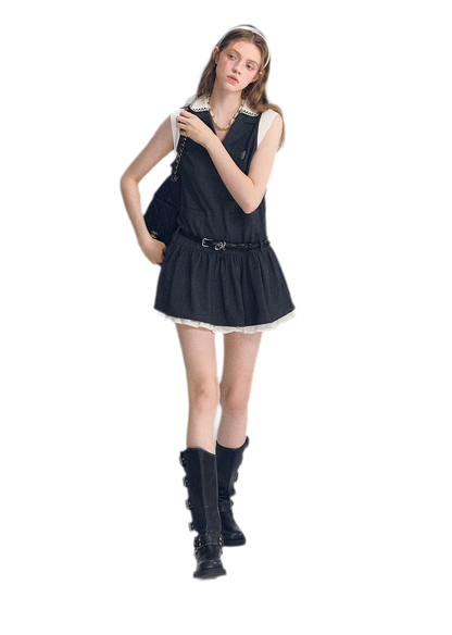 Contrast Collar Cami Dress