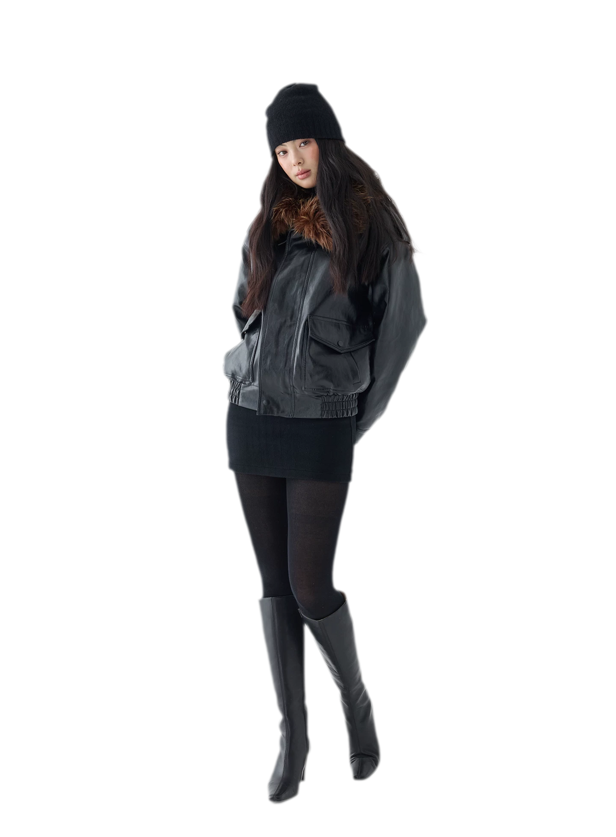 Oil-Wax Cropped PU Jacket