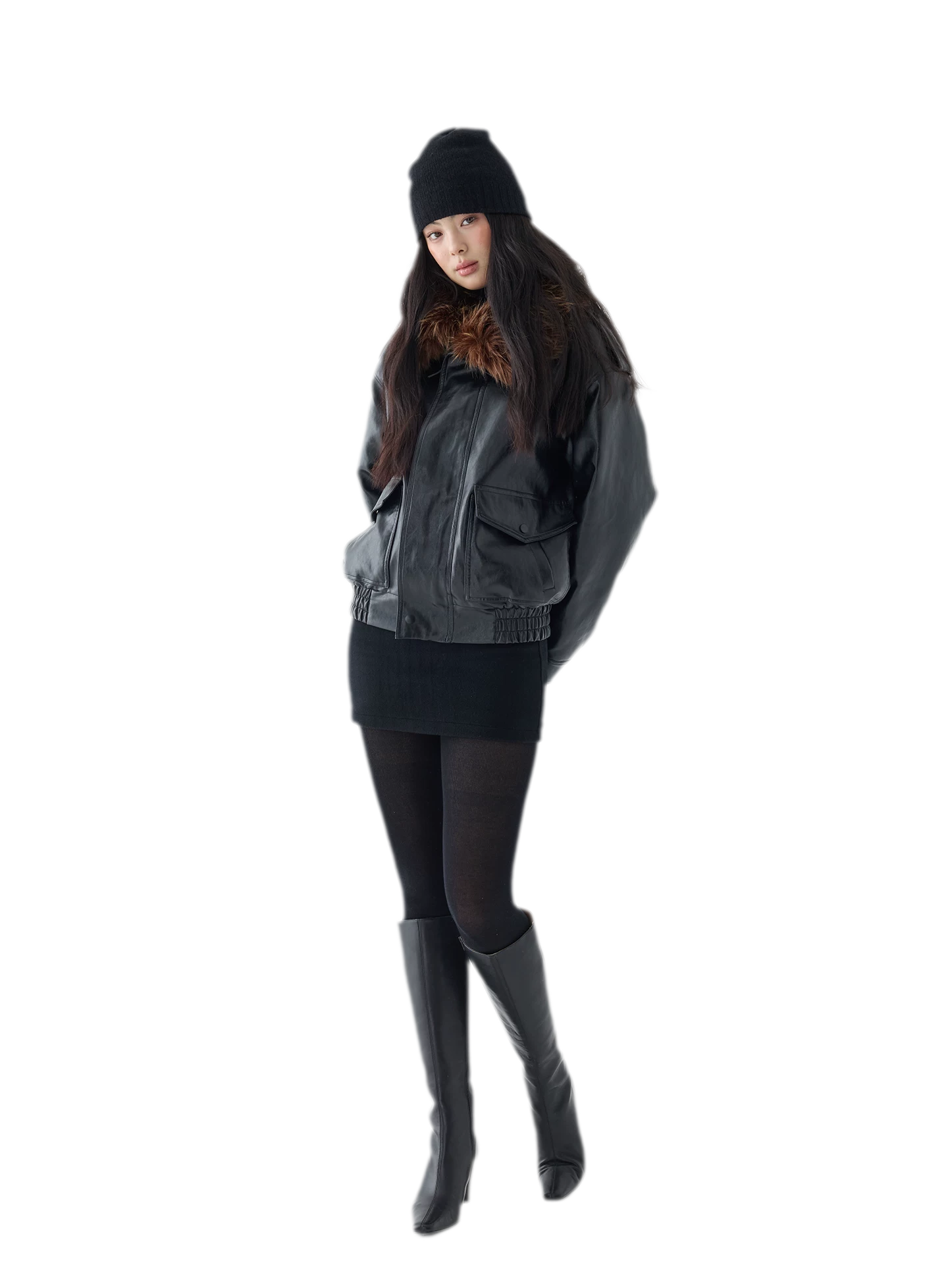 Oil-Wax Cropped PU Jacket