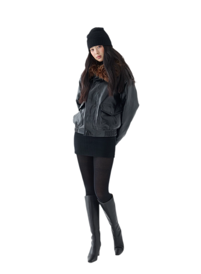 Oil-Wax Cropped PU Jacket
