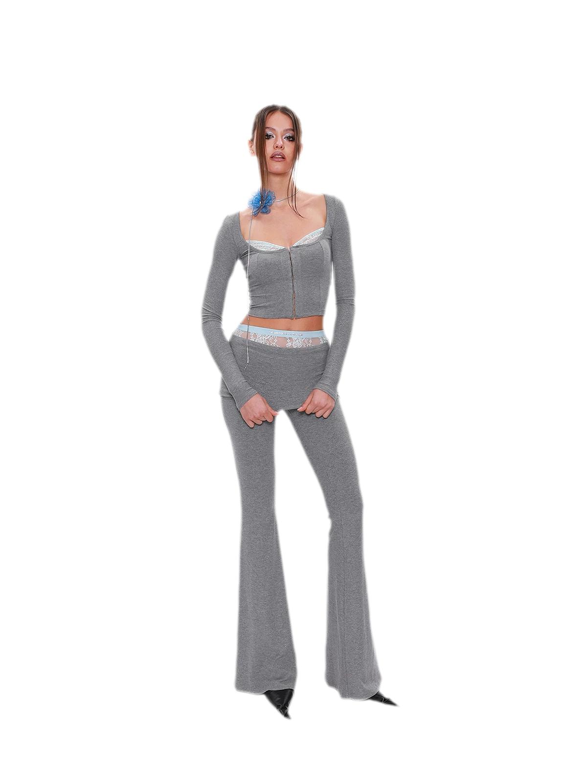 Lace Cutout Knit Set