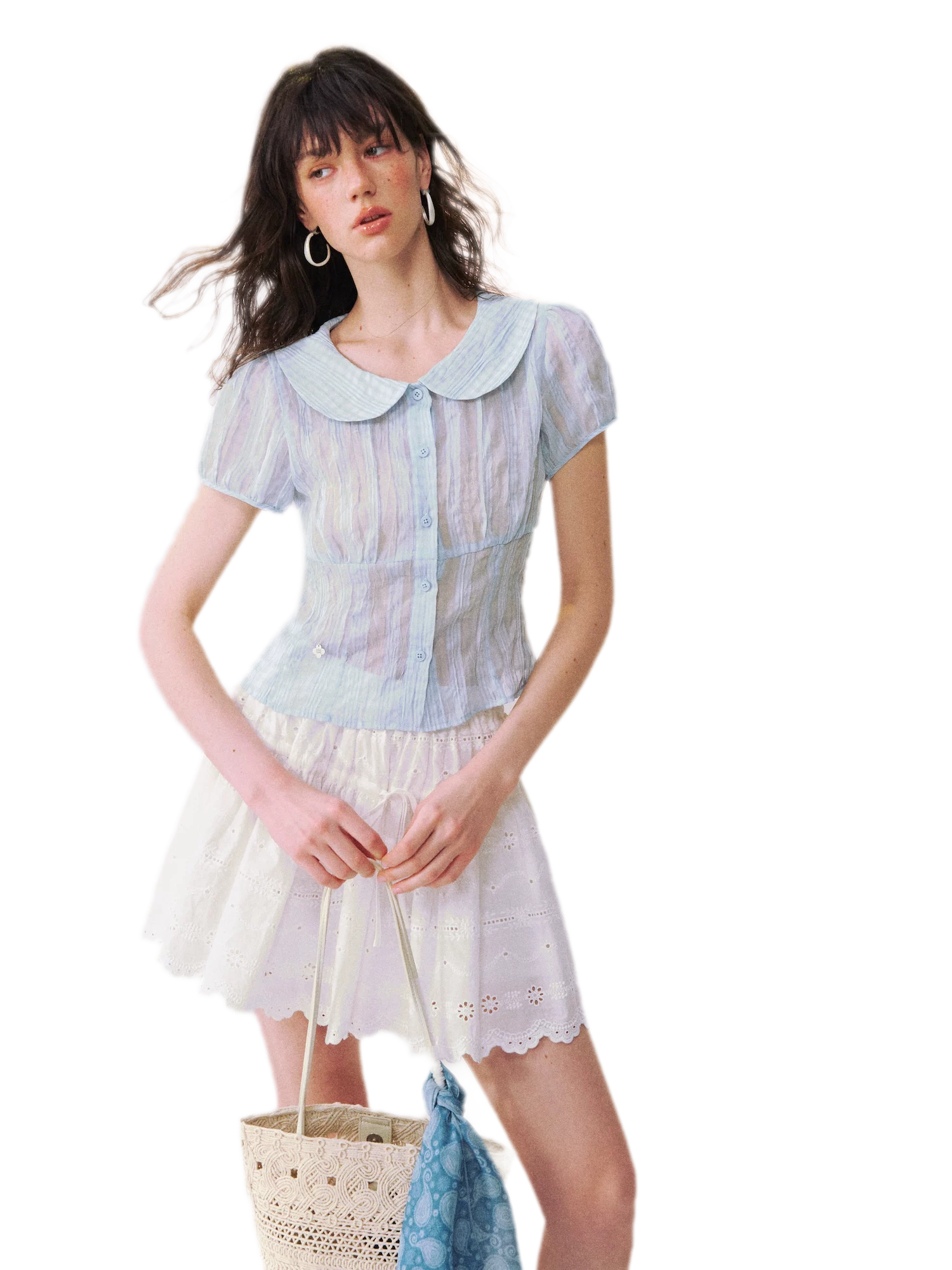 Lace Trim Puff Shirt