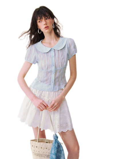 Lace Trim Puff Shirt