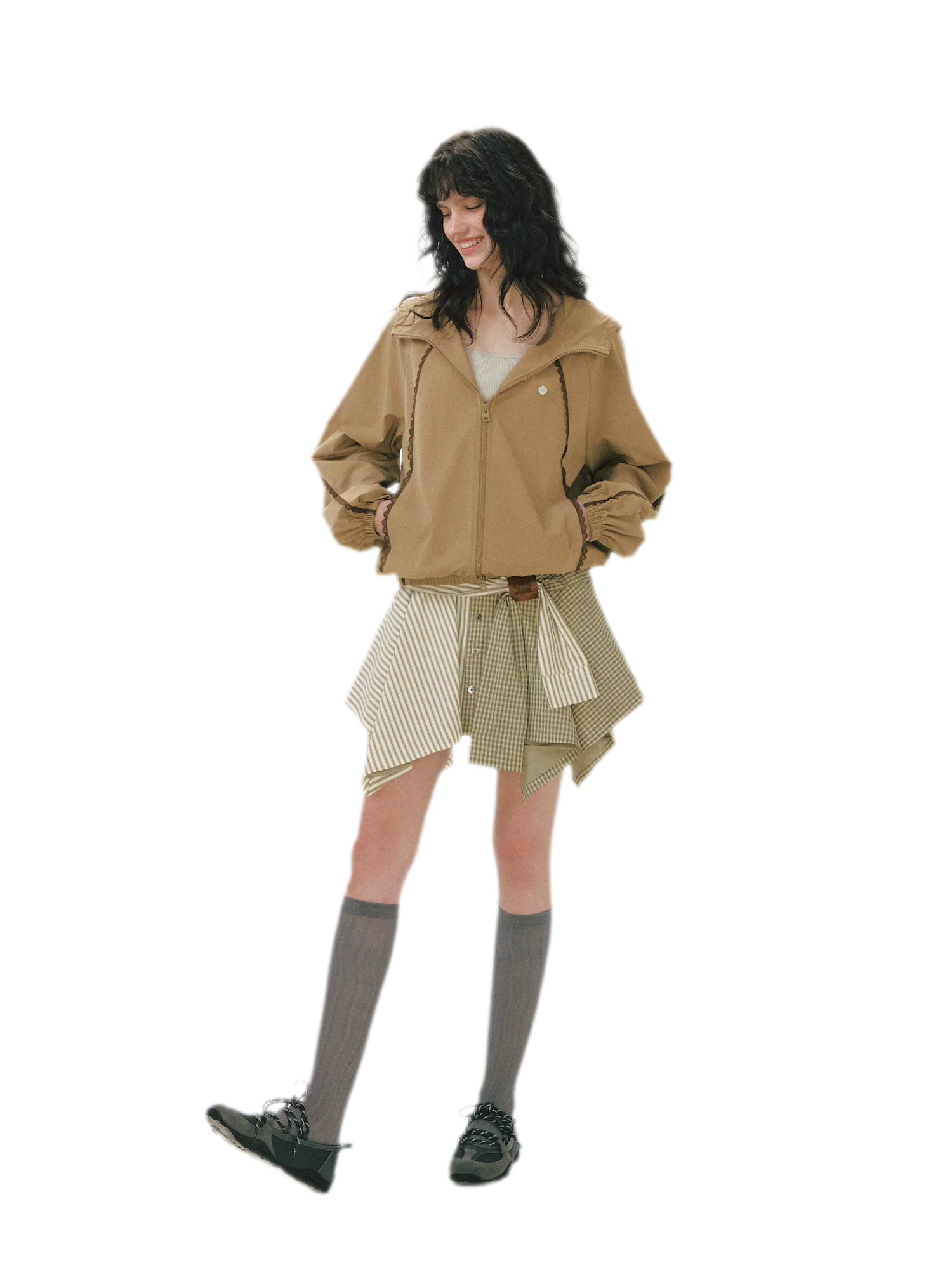 Lace Panel Hooded Jacket