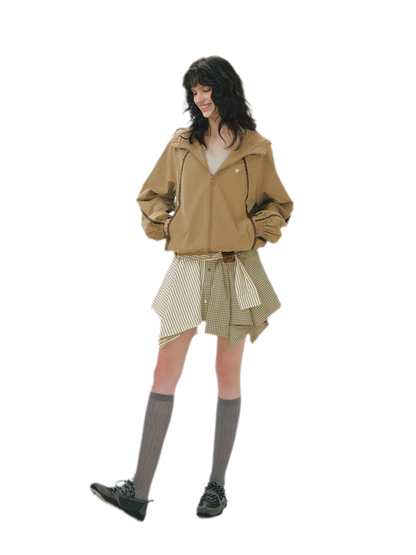 Lace Panel Hooded Jacket
