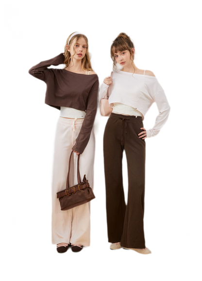 Strukturierte Sweatpants mit Kordelzug und weitem Bein