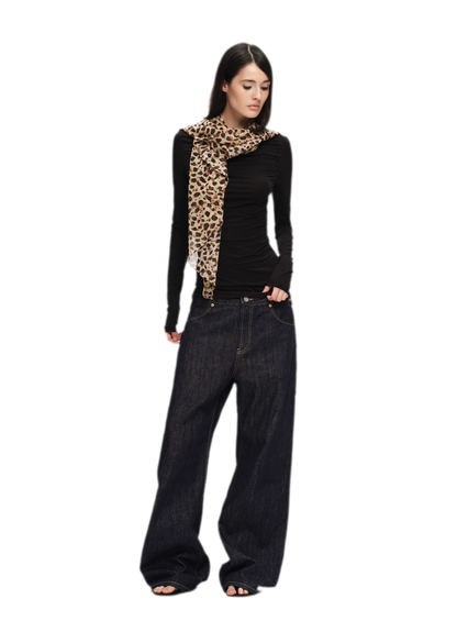 Modal Ruched Fitted Long-Sleeve T-Shirt