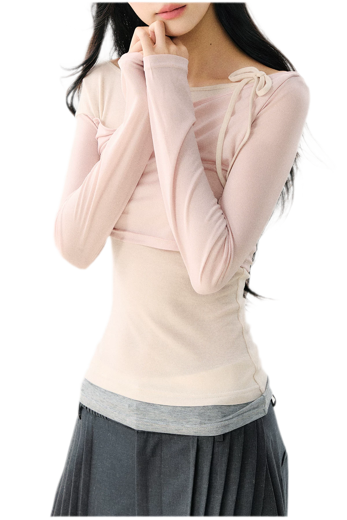 Asymmetric Tie Shoulder Tee