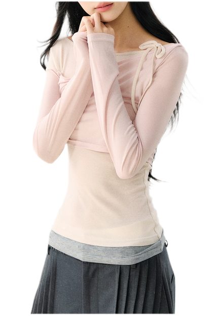 Asymmetric Tie Shoulder Tee
