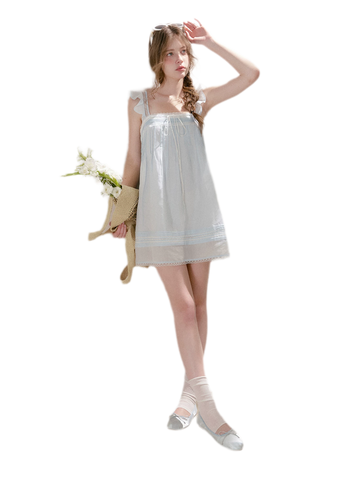 Pleated Lace A-Line Dress