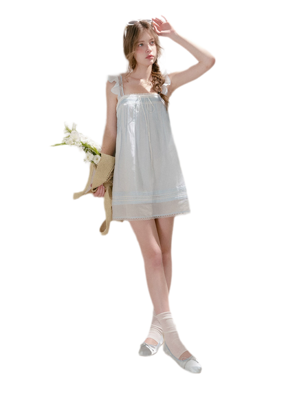 Pleated Lace A-Line Dress